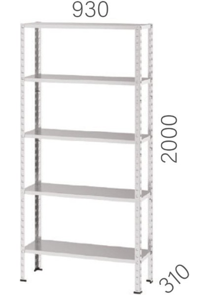 Galvaniz Raf 5 Katlı 930*310*2000MM-20931