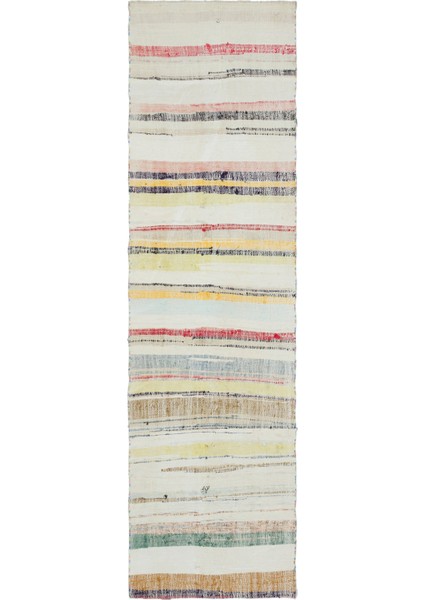 Teselya Bej Çizgili Yün Modern Desenli Yün Hav Toz Vermez Leke Tutmayan Salon Yolluk Mutfak El Dokuma Halı