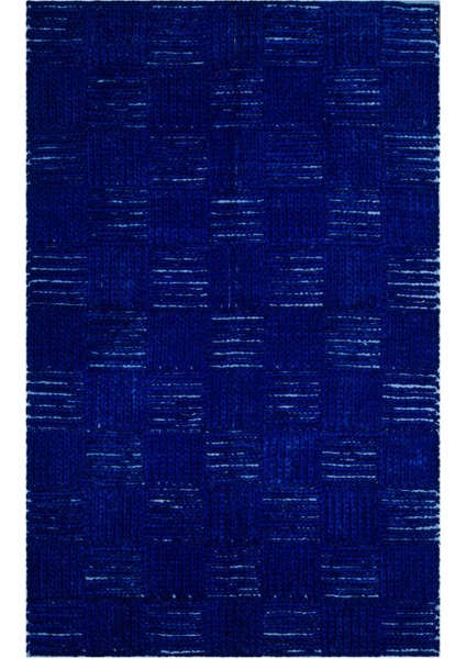 Teselya Mavi Patchwork Yün Modern Desenli Yün Hav Toz Vermez Leke Tutmayan Salon Yolluk Mutfak El Dokuma Halı