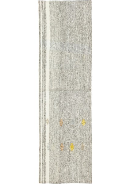 Girit Bej Çizgili Yün Modern Desenli Yün Hav Toz Vermez Leke Tutmayan Salon Yolluk Mutfak El Dokuma Halı