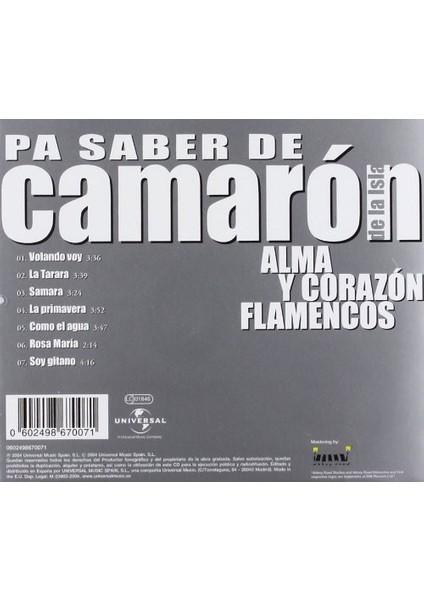 Dikkat CD Camarón De La Isla – Pa Saber De Camarón (Alma Y Corazón Flamencos) fiyatları