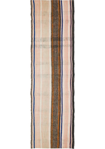Teselya Bej Çizgili Yün Modern Desenli Yün Hav Toz Vermez Leke Tutmayan Salon Yolluk Mutfak El Dokuma Halı