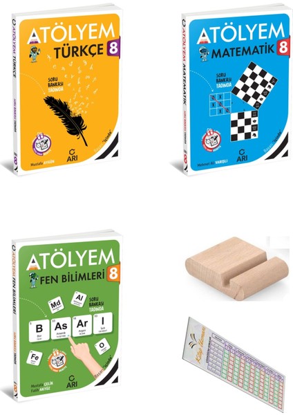 Arı 8. Sınıf Matematik Fen Türkçe Atölyem Seti - Lgs 2026 - Telefon Tutucu + Çözüm Ayracı