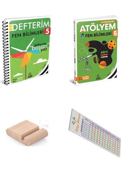 Arı 5. Sınıf Fen Bilimleri Defterim + Fen Bilimleri Atölyem - 2025-2026+TELEFON Tutucu Çözüm Ayracı