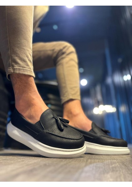 Günlük Spor Klasik Ayakkabı 818 Siyah (Beyaz Taban)