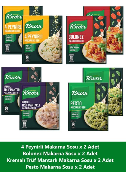 Makarna Sosu Seti x 8 Adet (Truf Mantarlı + Pesto + Bolonez + 4 Peynirli)