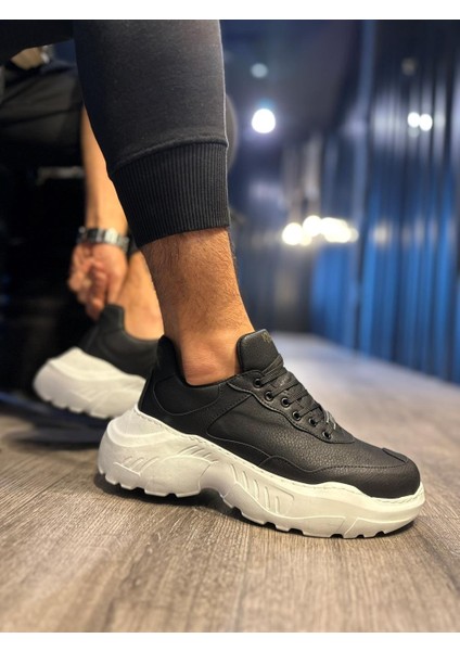 Yüksek Taban Günlük Ayakkabı N75 Siyah (Beyaz Taban)