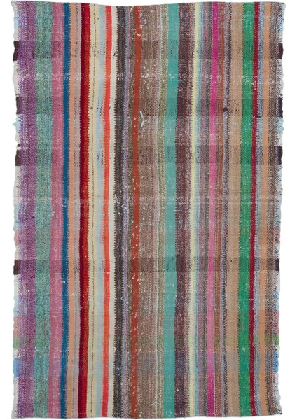 Teselya Kahverengi Çizgili Yün Modern Desenli Yün Hav Toz Vermez Leke Tutmayan Salon Yolluk Mutfak El Dokuma Halı