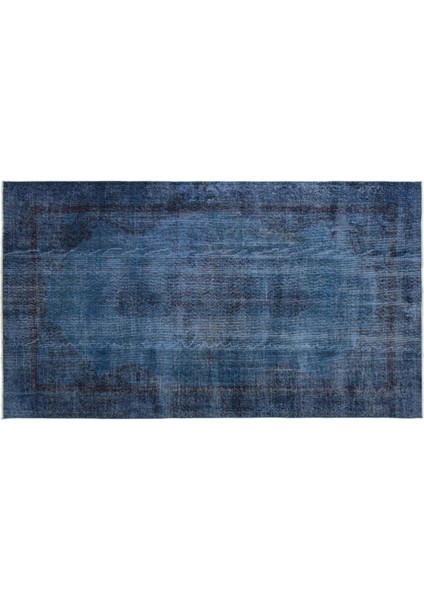 Mavi Eskitme Yün Modern Desenli Yün Hav Toz Vermez Leke Tutmayan Salon Yolluk Mutfak El Dokuma Halı