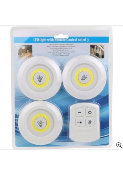 Uzaktan Kumandalı Yapışkanlı 3'lü LED Spot Lamba Pilli Spot Lamba indirimleri