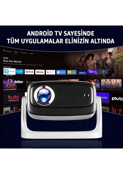 Lensun 4K Full Hd New 15 LED Projeksiyon Cihazı – 200 Inç, Wi-Fi, Bluetooth 5.2, Hdmı/usb/playstore, Android Tv, Otomatik Görüntü Düzeltme, Dahili Hoparlör fiyatları