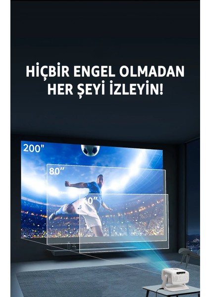 Lensun 4K Full Hd New 15 LED Projeksiyon Cihazı – 200 Inç, Wi-Fi, Bluetooth 5.2, Hdmı/usb/playstore, Android Tv, Otomatik Görüntü Düzeltme, Dahili Hoparlör indirimleri