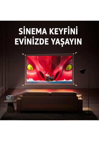 Lensun 4K Full Hd New 15 LED Projeksiyon Cihazı – 200 Inç, Wi-Fi, Bluetooth 5.2, Hdmı/usb/playstore, Android Tv, Otomatik Görüntü Düzeltme, Dahili Hoparlör