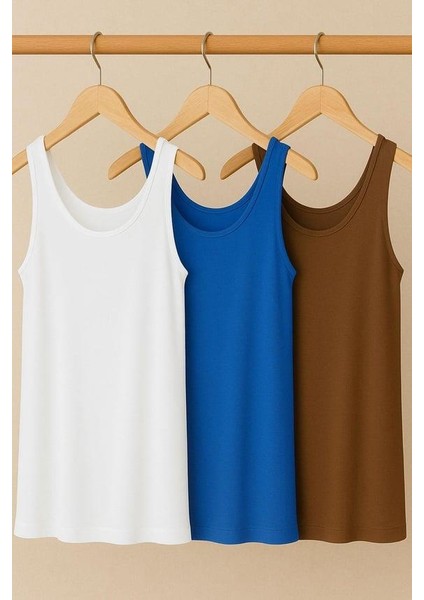 3 Adet A Kesim Büyük Beden Pamuklu Kalın Askılı Atlet Tişört