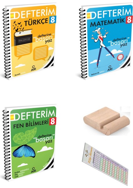 Arı 8. Sınıf Matematik Fen Türkçe Defterim Seti - Lgs 2026 - Telefon Tutucu + Çözüm Ayracı