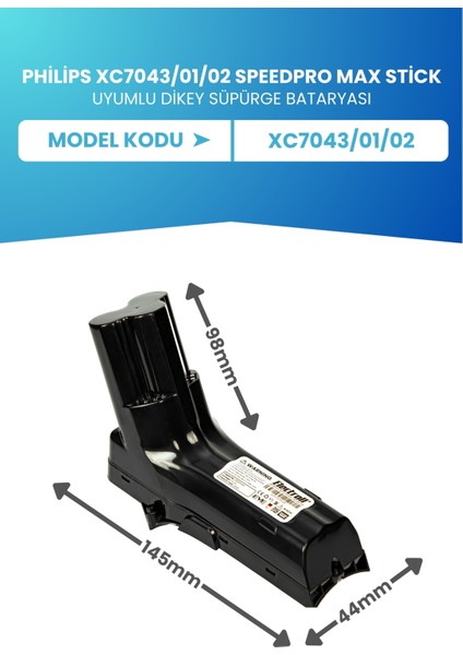 Philips 7000 Serisi XC7043/01/02 Speedpro Max Stick Uyumlu Batarya 25.2 V 2600MAH Dikey Süpürge Bataryası modelleri