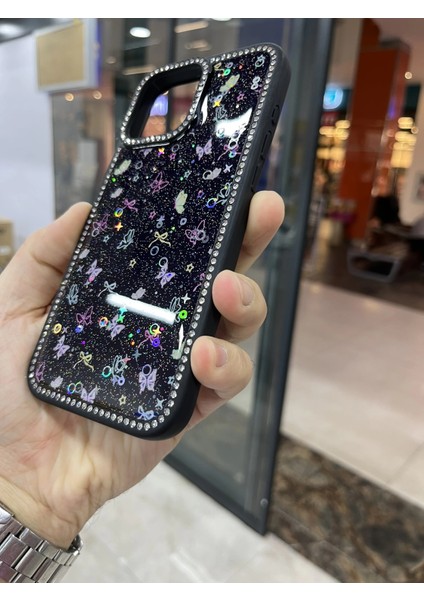 Iphone 16 Pro Kenarları Elmas Taşlı Kapak Premium Darbe Korumalı Kılıf modelleri
