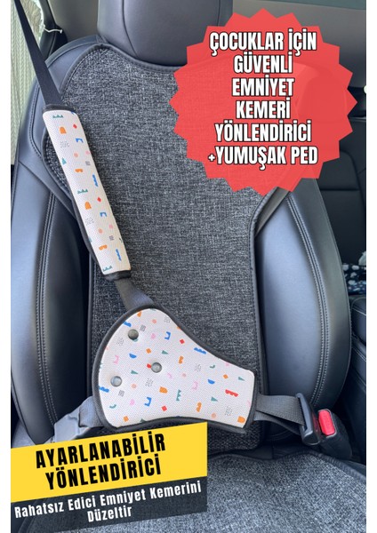 Çocuklar Için Emniyet Kemeri Ayar Seti | Yumuşak Omuz Pedi + Ayarlı Kemer Düzenleyici