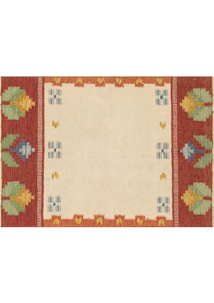 Bej Patchwork Etnik Modern Desenli Yün Hav Toz Vermez Leke Tutmayan Salon Yolluk Mutfak El Dokuma Halı