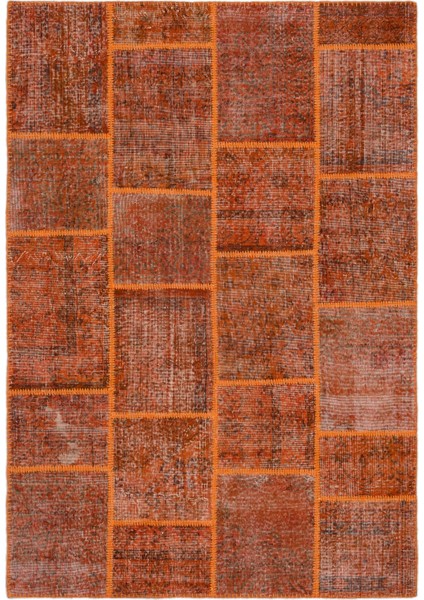 Iskece Turuncu Eskitme Etnik Modern Desenli Yün Hav Toz Vermez Leke Tutmayan Salon Yolluk Mutfak El Dokuma Halı