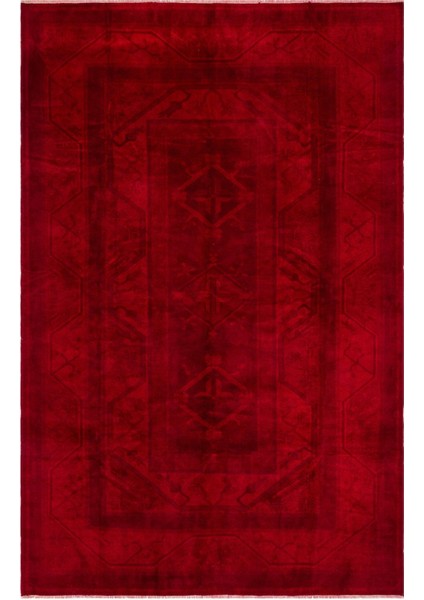 Vintage Bordo Geometrik Yün Modern Desenli Yün Hav Toz Vermez Leke Tutmayan Salon Yolluk Mutfak El Dokuma Halı