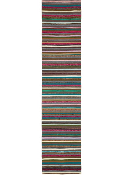 Teselya Bej Çizgili Yün Modern Desenli Yün Hav Toz Vermez Leke Tutmayan Salon Yolluk Mutfak El Dokuma Halı