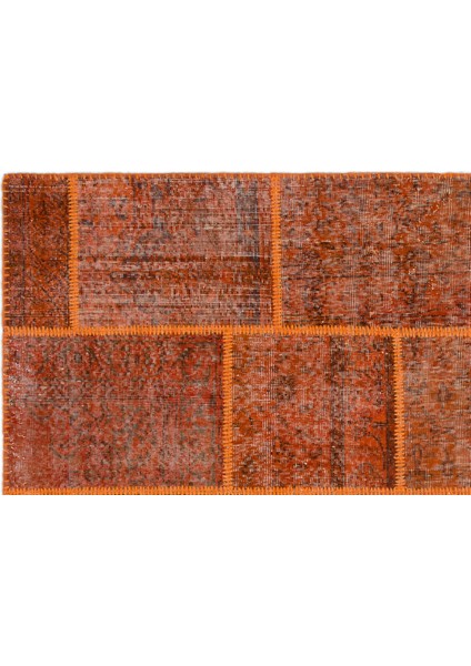 Iskece Turuncu Eskitme Etnik Modern Desenli Yün Hav Toz Vermez Leke Tutmayan Salon Yolluk Mutfak El Dokuma Halı indirimleri