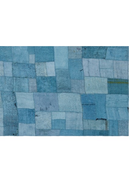 Teselya Mavi Patchwork Etnik Modern Desenli Yün Hav Toz Vermez Leke Tutmayan Salon Yolluk Mutfak El Dokuma Halı fırsatları
