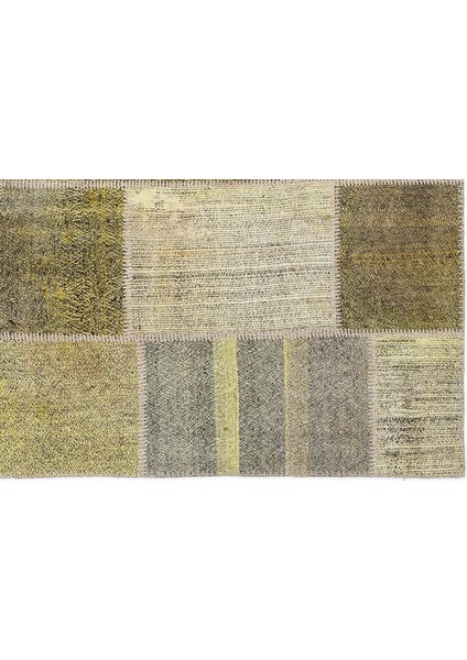 Sarı Patchwork Etnik Modern Desenli Yün Hav Toz Vermez Leke Tutmayan Salon Yolluk Mutfak El Dokuma Halı indirimleri