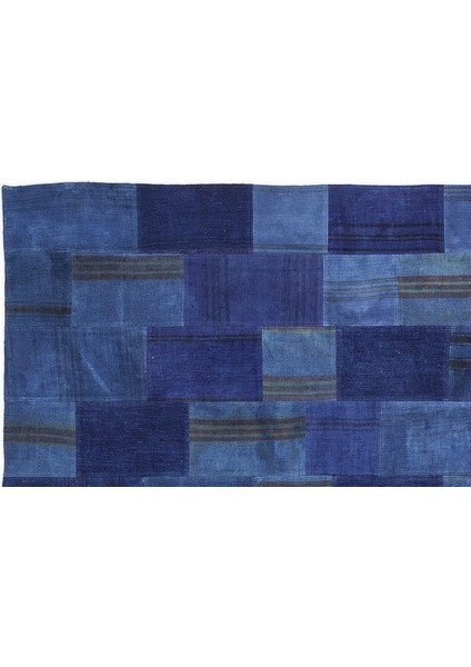 Mavi Patchwork Etnik Modern Desenli Yün Hav Toz Vermez Leke Tutmayan Salon Yolluk Mutfak El Dokuma Halı fiyatları