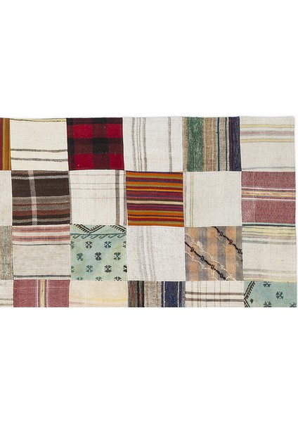Bej Patchwork Etnik Modern Desenli Yün Hav Toz Vermez Leke Tutmayan Salon Yolluk Mutfak El Dokuma Halı modelleri