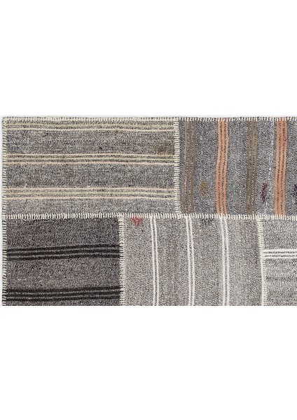 Gri Patchwork Etnik Modern Desenli Yün Hav Toz Vermez Leke Tutmayan Salon Yolluk Mutfak El Dokuma Halı fiyatları