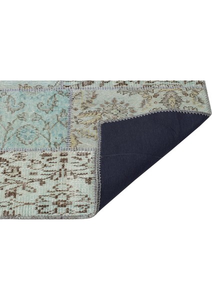 Yeşil Patchwork Etnik Modern Desenli Yün Hav Toz Vermez Leke Tutmayan Salon Yolluk Mutfak El Dokuma Halı fiyatları