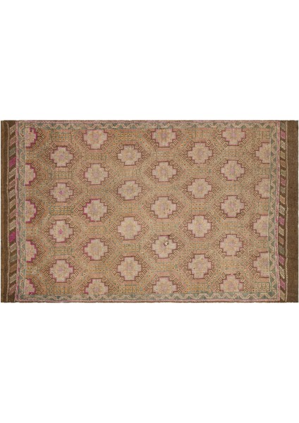 Kahverengi Geometrik Yün Modern Desenli Yün Hav Toz Vermez Leke Tutmayan Salon Yolluk Mutfak El Dokuma Halı