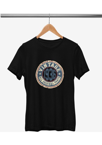 Vintage Baskılı / Kadın Çok Renkli T-Shirt %100 Pamuk Regular Fıt Rahat Kalıp fiyatları