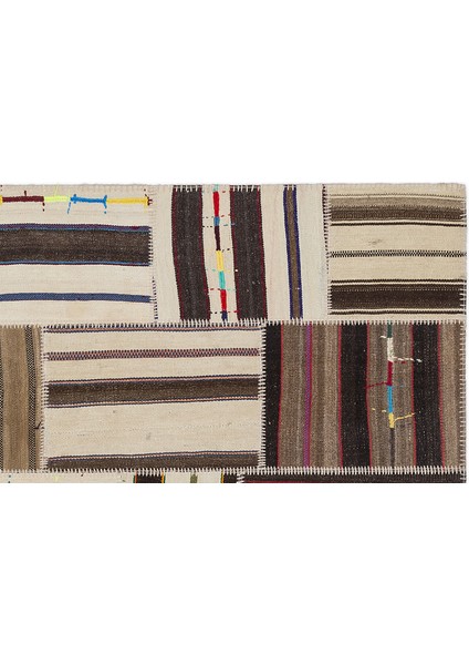 Teselya Bej Çizgili Etnik Modern Desenli Yün Hav Toz Vermez Leke Tutmayan Salon Yolluk Mutfak El Dokuma Halı modelleri