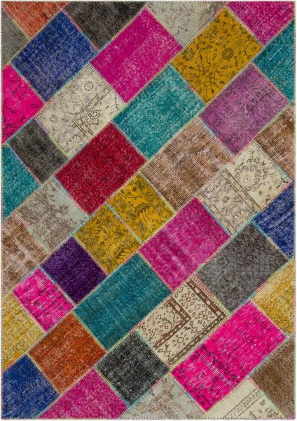 Iskece Bej Patchwork Etnik Modern Desenli Yün Hav Toz Vermez Leke Tutmayan Salon Yolluk Mutfak El Dokuma Halı