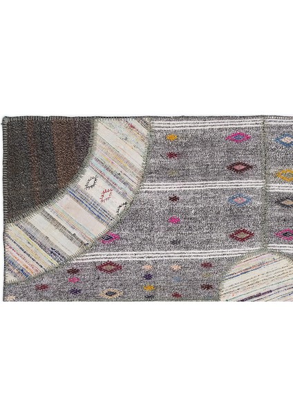 Kahverengi Patchwork Etnik Modern Desenli Yün Hav Toz Vermez Leke Tutmayan Salon Yolluk Mutfak El Dokuma Halı fiyatları