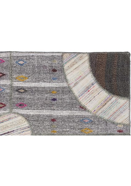 Kahverengi Patchwork Etnik Modern Desenli Yün Hav Toz Vermez Leke Tutmayan Salon Yolluk Mutfak El Dokuma Halı modelleri