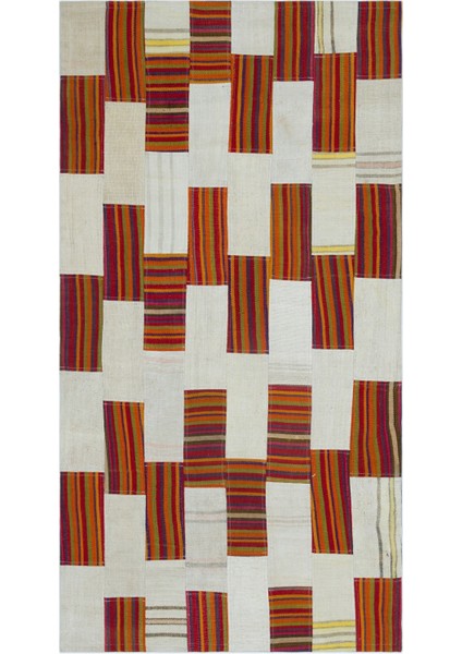 Girit Bej Çizgili Yün Modern Desenli Yün Hav Toz Vermez Leke Tutmayan Salon Yolluk Mutfak El Dokuma Halı