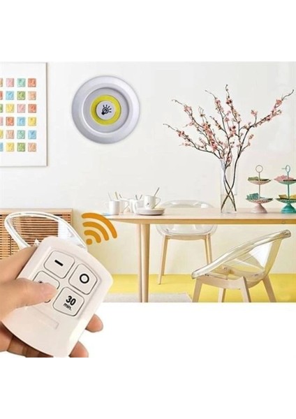 Adshome® 3lü Uzaktan Kumandalı Pilli Yapışkanlı Kablosuz LED Spot Lambalar fırsatları