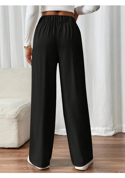 Kadın Beli Lastikli Düğmeli Ithal Krep Pantolon modelleri