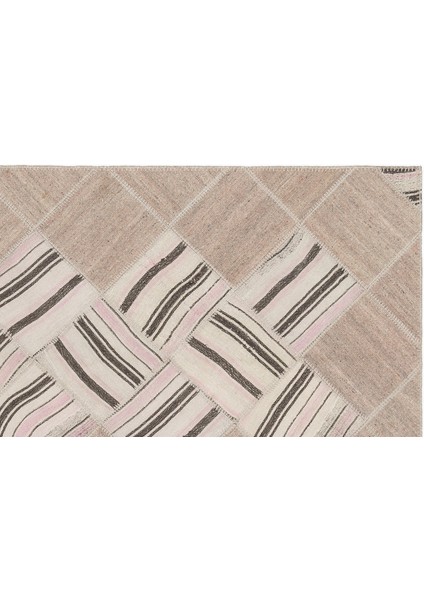 Teselya Bej Çizgili Yün Modern Desenli Yün Hav Toz Vermez Leke Tutmayan Salon Yolluk Mutfak El Dokuma Halı modelleri