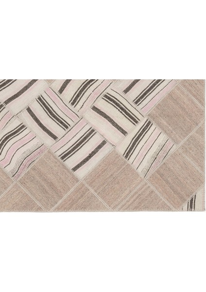 Teselya Bej Çizgili Yün Modern Desenli Yün Hav Toz Vermez Leke Tutmayan Salon Yolluk Mutfak El Dokuma Halı indirimleri
