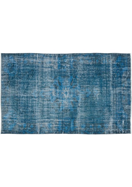 Turkuaz Eskitme Yün Modern Desenli Yün Hav Toz Vermez Leke Tutmayan Salon Yolluk Mutfak El Dokuma Halı