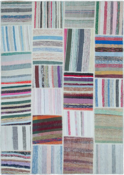 Atina Turkuaz Eskitme Yün Modern Desenli Yün Hav Toz Vermez Leke Tutmayan Salon Yolluk Mutfak El Dokuma Halı