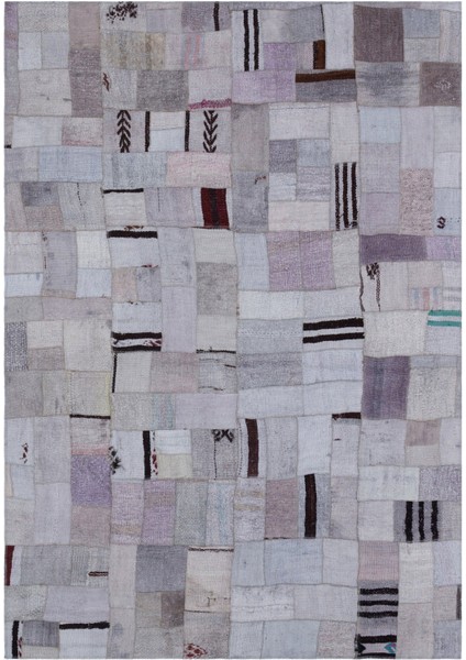 Teselya Mor Patchwork Etnik Modern Desenli Yün Hav Toz Vermez Leke Tutmayan Salon Yolluk Mutfak El Dokuma Halı