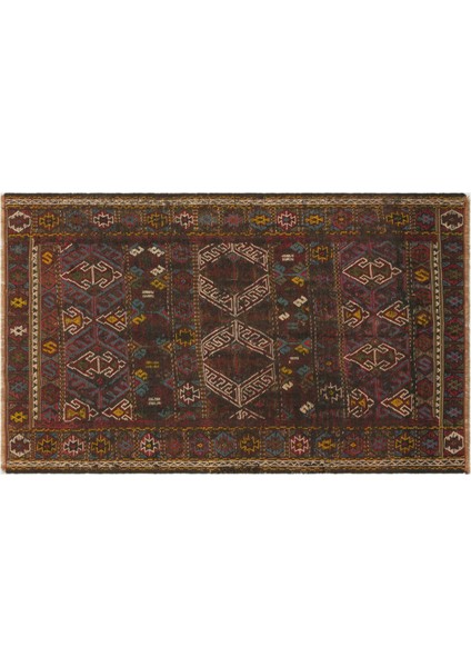 Kahverengi Geometrik Yün Modern Desenli Yün Hav Toz Vermez Leke Tutmayan Salon Yolluk Mutfak El Dokuma Halı