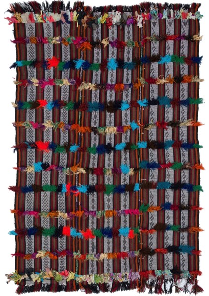 Teselya Turuncu Patchwork Yün Modern Desenli Yün Hav Toz Vermez Leke Tutmayan Salon Yolluk Mutfak El Dokuma Halı