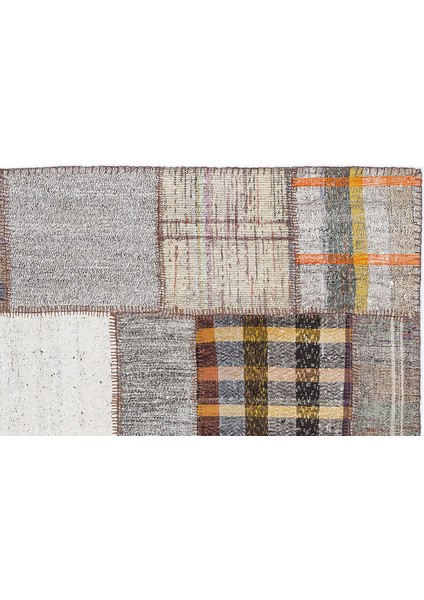 Kahverengi Patchwork Etnik Modern Desenli Yün Hav Toz Vermez Leke Tutmayan Salon Yolluk Mutfak El Dokuma Halı modelleri